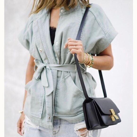 Madewell Frosted Willow Green Linen Blend Hilltop Jacket Size Medium - Picture 1 of 8
